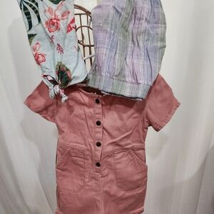 Old Navy Bundle. Pink Jumper & Shirt  Floral Accent. Spagetti Top From Walmart